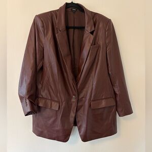 Express Brown Leather Blazer Jacket